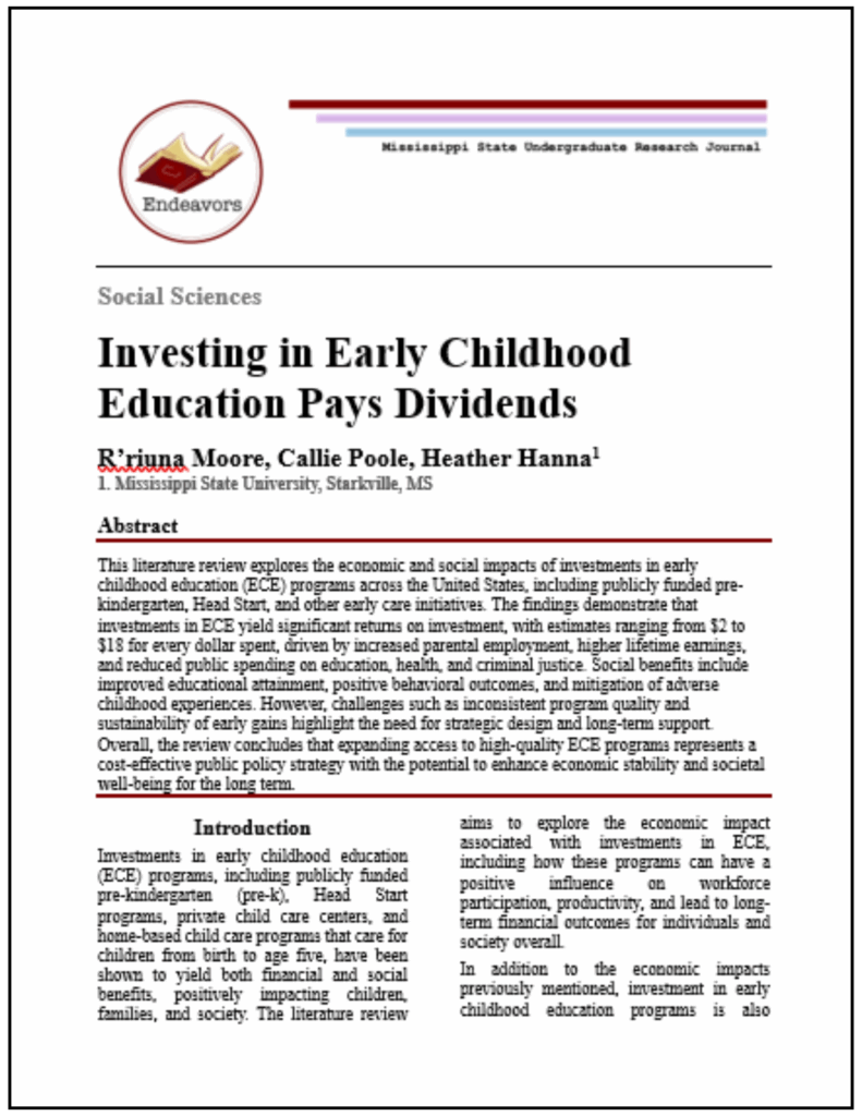 Cover of Investing in Early Childhood Education Pays Dividends